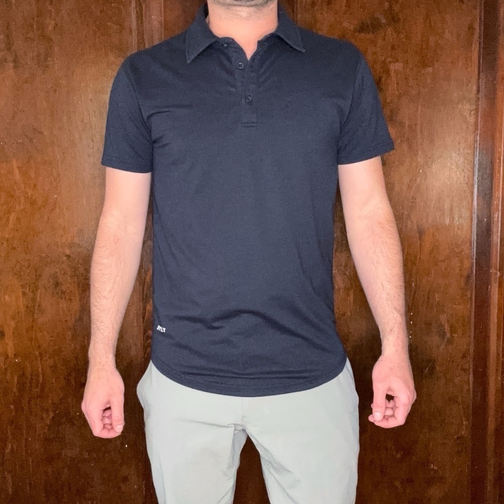 BYLT Basics Men’s Drop-Cut Lux Polo Shirt Size Small Navy Slim Fit
